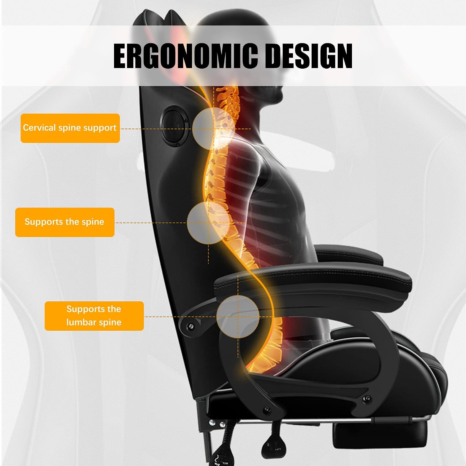 Gaming Chair with Massage and Footrest, Ergonomic Computer Chair, Video Gaming Chair with Speakers and LED Lighting, High Back Racing Chair with Headrest and Lumbar Pillow.,Red