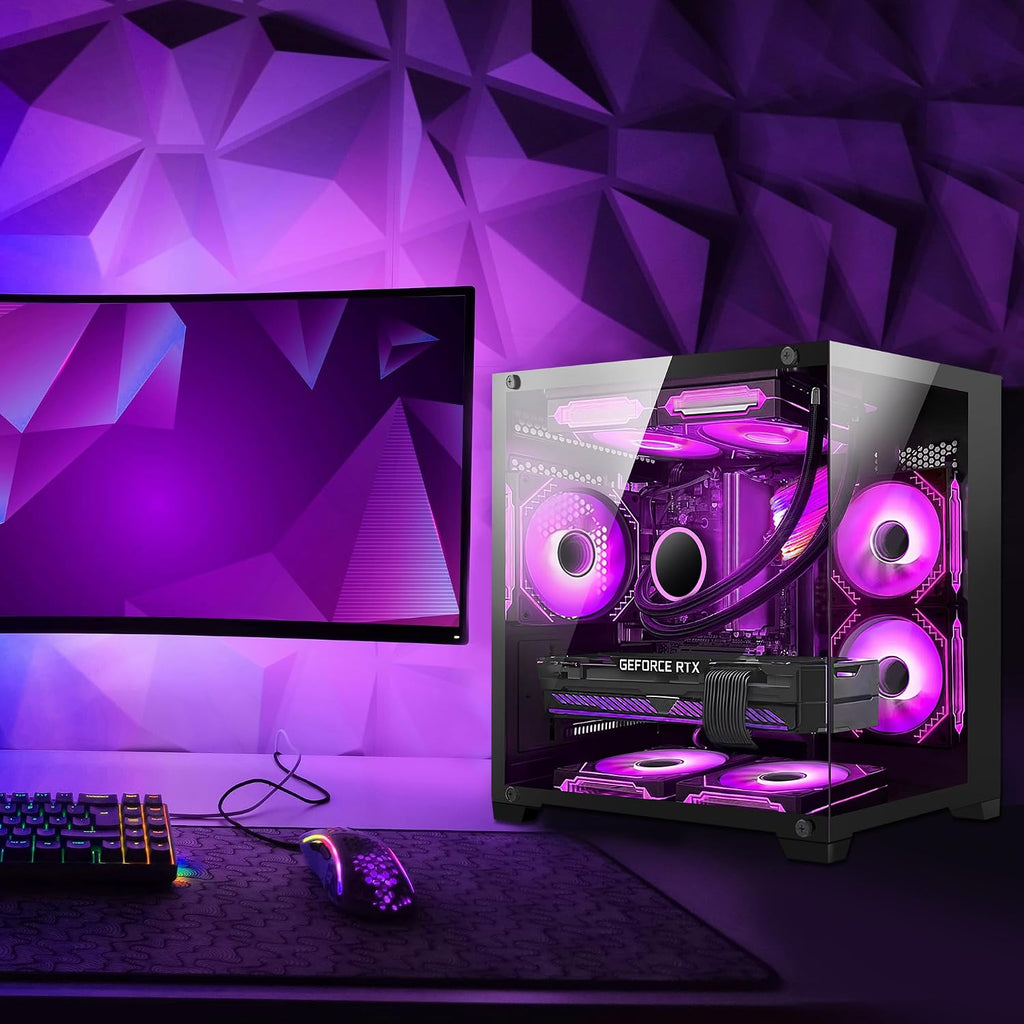 Hoengaegr Panorama Gaming PC - AMD Ryzen 7 5700X 3.4 GHz, Intel Arc B580 12GB, 16GB DDR4 RAM, 1TB PCIe SSD, 11AC WiFi, 650 PSU,Windows 11- Desktop Computer