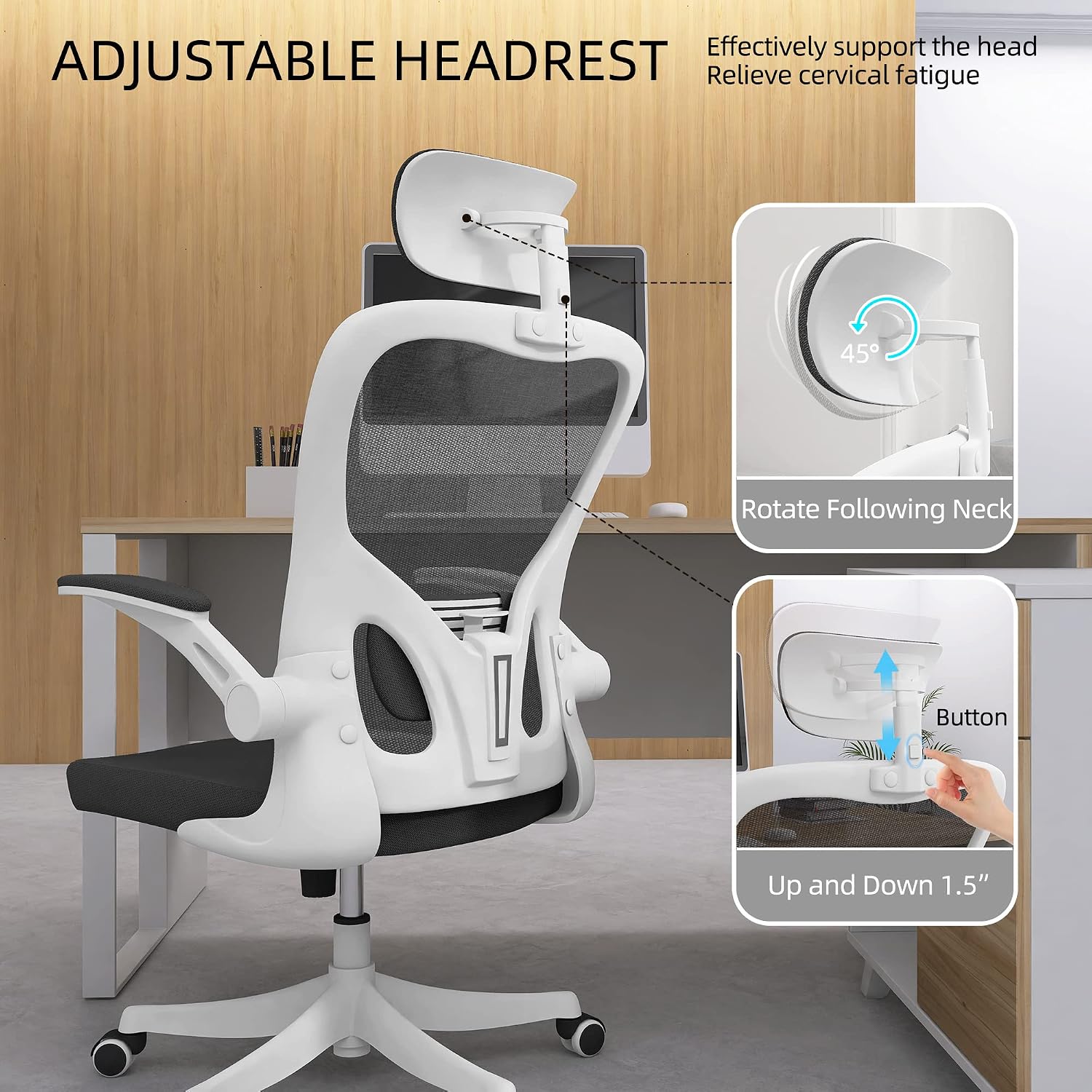 Office Chair Ergonomic Desk Chair, 350 LBS Mesh Office Chair with Lumbar Support, Comfy Desk Chair with Wheels, Big and Tall Chair for Study Work Gaming (03white-Black)