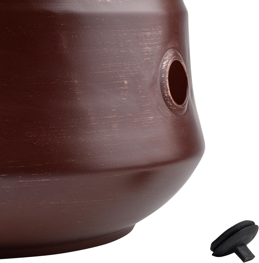 Decorative Garden Hose Holder Pot Storage with Lid 19x15.25' for Yard, Indoor & Outdoor Use - Water Hose Container, Handmade (Cobble Creek Brushed Bronze)