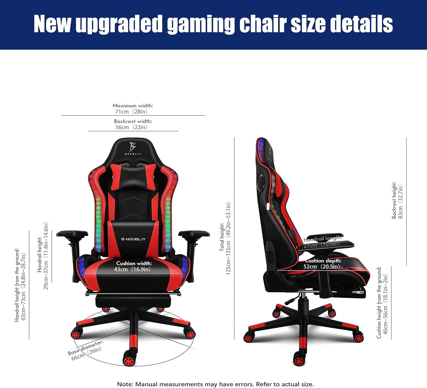 Gaming Chair with Footrest, Video Game Chair with Speakers - 7 Massage Points Ergonomic 4D Armrest Racing Gaming Chair with 90-180° Adjustable Backrest & Height Adjustable LED Lights Chair,1