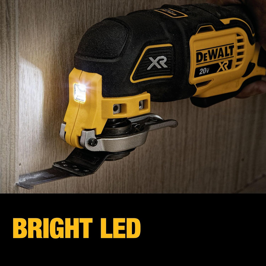 DEWALT 20V MAX XR Oscillating Tool Kit with Blades, 3 Speed Cordless Brushless Multitool, Up to 20,000 OPM, LED Light, Battery and Charger Included (DCS356C1)