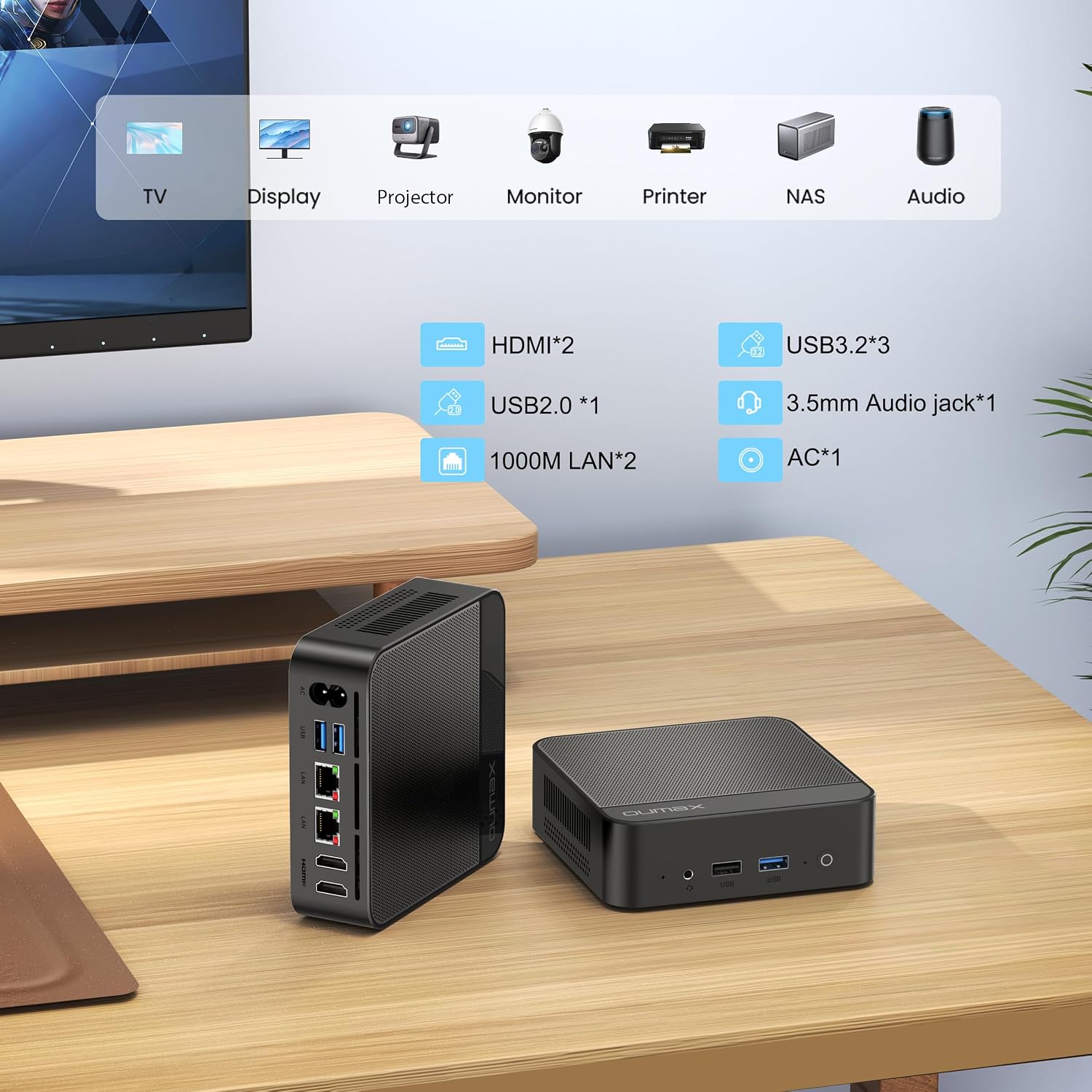 Mini PC,Twin Lake N150(Turbo 3.6Hz) 16GB DDR4 500GB M.2 SSD Dual LAN, Desktop Mini Computer 4K Dual HDMI Display, Wifi5, BT5.0, Built-in 45W Power Supply