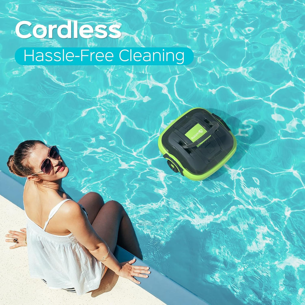 WINNY POOL CLEANER Cordless Robotic Pool Cleaner, Automatic Pool Vacuum with Powerful Suction, Dual-Motor,Self-Parking, Up to 538 Sq.ft,Ideal for Flat Above Ground Pools -Winny 200
