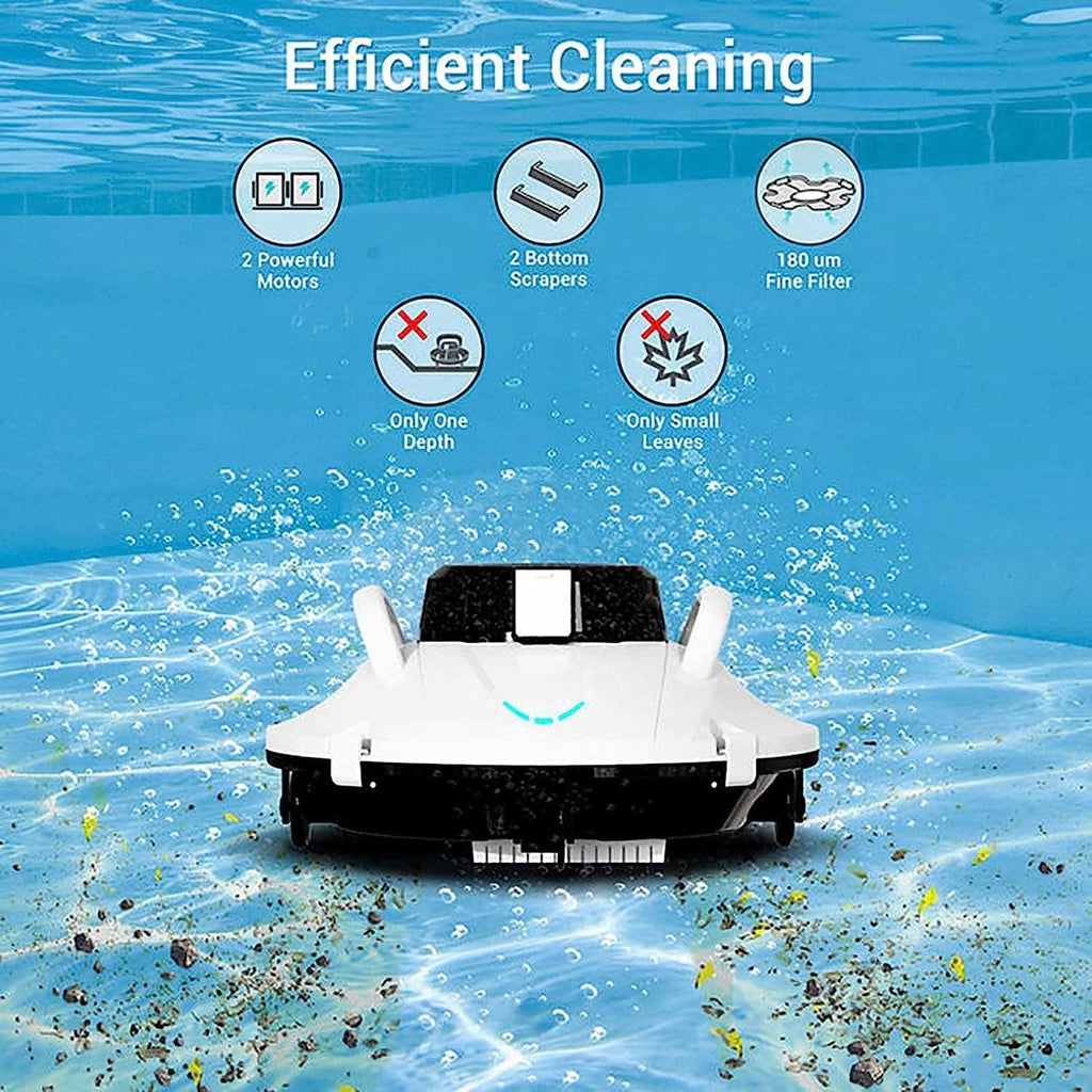 Cordless Automatic Pool Cleaner, Above Ground Swimming Pools Cleaning Robot, Suction Rechargeable Battery, Lasts 110 Mins, for Pool Surface Up to 85 Sq
