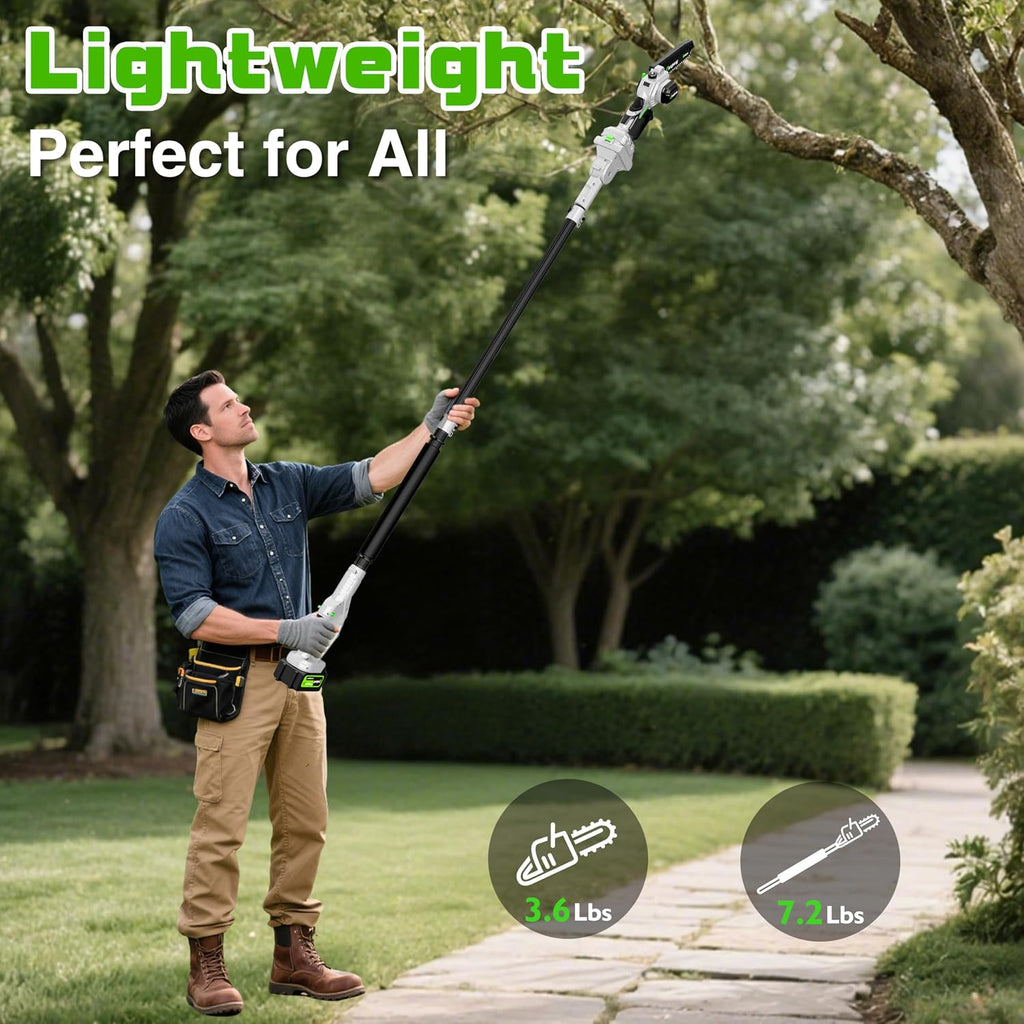 CEEPUY 2-in-1 Brushless Electric Pole Saws for Tree Trimming,6 Inch Cordless Mini Chainsaw with Extension Pole and 2 x 4000mAh Batteries, Pole Chain Saw Gift for Men Dad Husband Fathers Gardener 2026