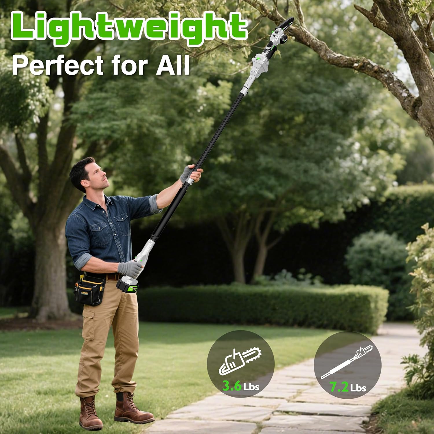 CEEPUY 2-in-1 Brushless Electric Pole Saws for Tree Trimming,6 Inch Cordless Mini Chainsaw with Extension Pole and 2 x 4000mAh Batteries, Pole Chain Saw Gift for Men Dad Husband Fathers Gardener 2026