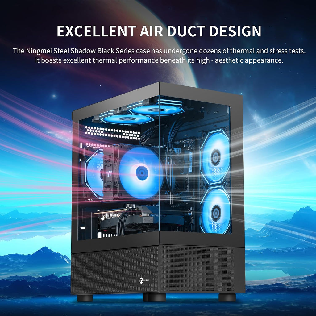 NINGMEI Gaming PC Desktop, AMD Ryzen 7 9700X 8 core 3.8GHz(up to 5.5GHz), GeForce RTX 5060 8GB, 16GB DDR5 RAM 6000MHz, 1TB NVME SSD, 650W PSU, Windows 11 Home 64-bit, WiFi, Black