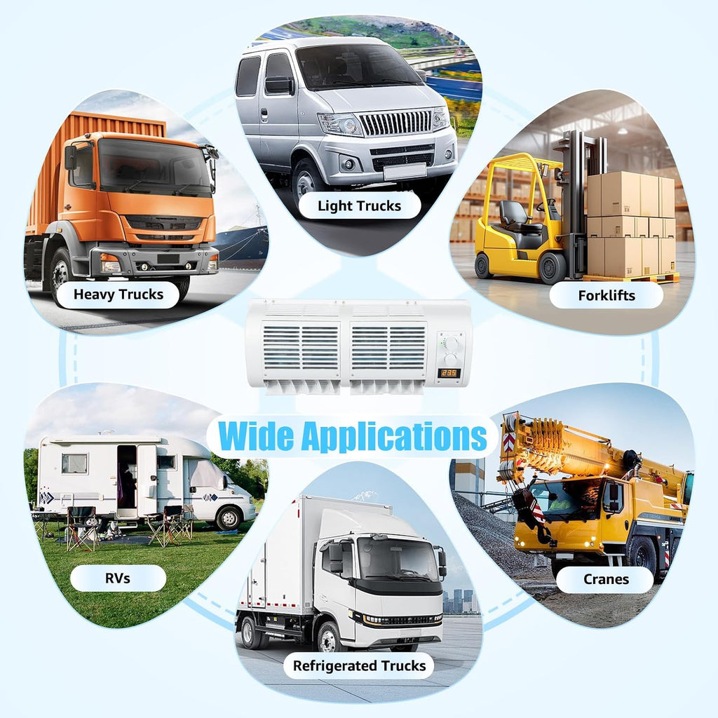 12V 100W Portable Electric Truck Air Conditioner, Wall Mounted Car Air Conditioner Cooling Evaporator, Electric Vehicle Cooling 3 Speed Adjustable Air Conditioners Fan