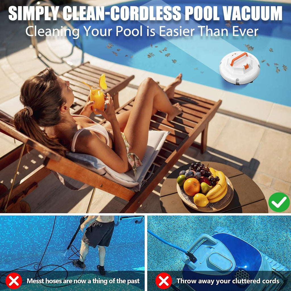 2026 Cordless Robotic Pool Cleaner, Pool Vacuum for Above Ground Pool with 120 Mins Runtime, Auto-Parking Robot Pool Cleaner for Inground Flat Pools Up to 1000 sq.ft
