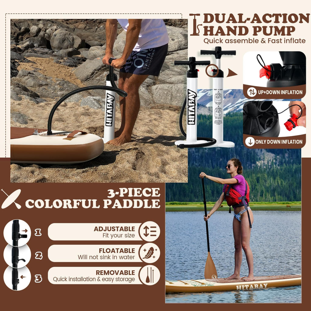 Inflatable Stand Up Paddle Board 10'6' All-Around SUP Kit - Lightweight (16 lbs), Stable & Durable, Camera Mount & Complete Accessories - SUP Board for Beginners & All Skill Levels