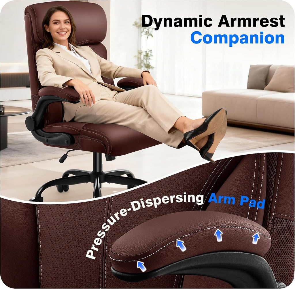 AreShark Office Chair - Executive High Back Breathable Comfy Desk Chair with Lumbar Support - Ergonomic Leather Rolling Swivel Computer Chair with Rock Function for Working Studying Gaming Relaxing