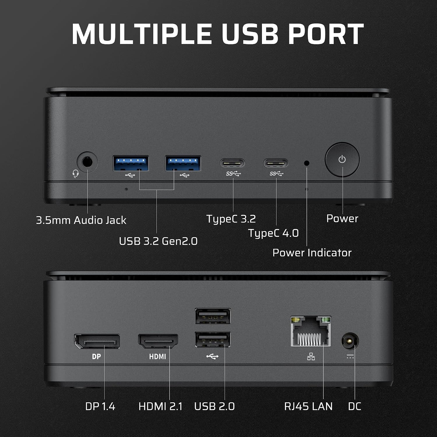LTC Gaming Mini PC, AMD Ryzen 7 8845HS, Radeon 780M Graphic, Upgradable 16GB DDR5 RAM, 1TB PCIe 4.0 SSD, USB4, WiFi 6, BT 5.2, 2.5Gbps Ethernet, Triple 4K/8K Display