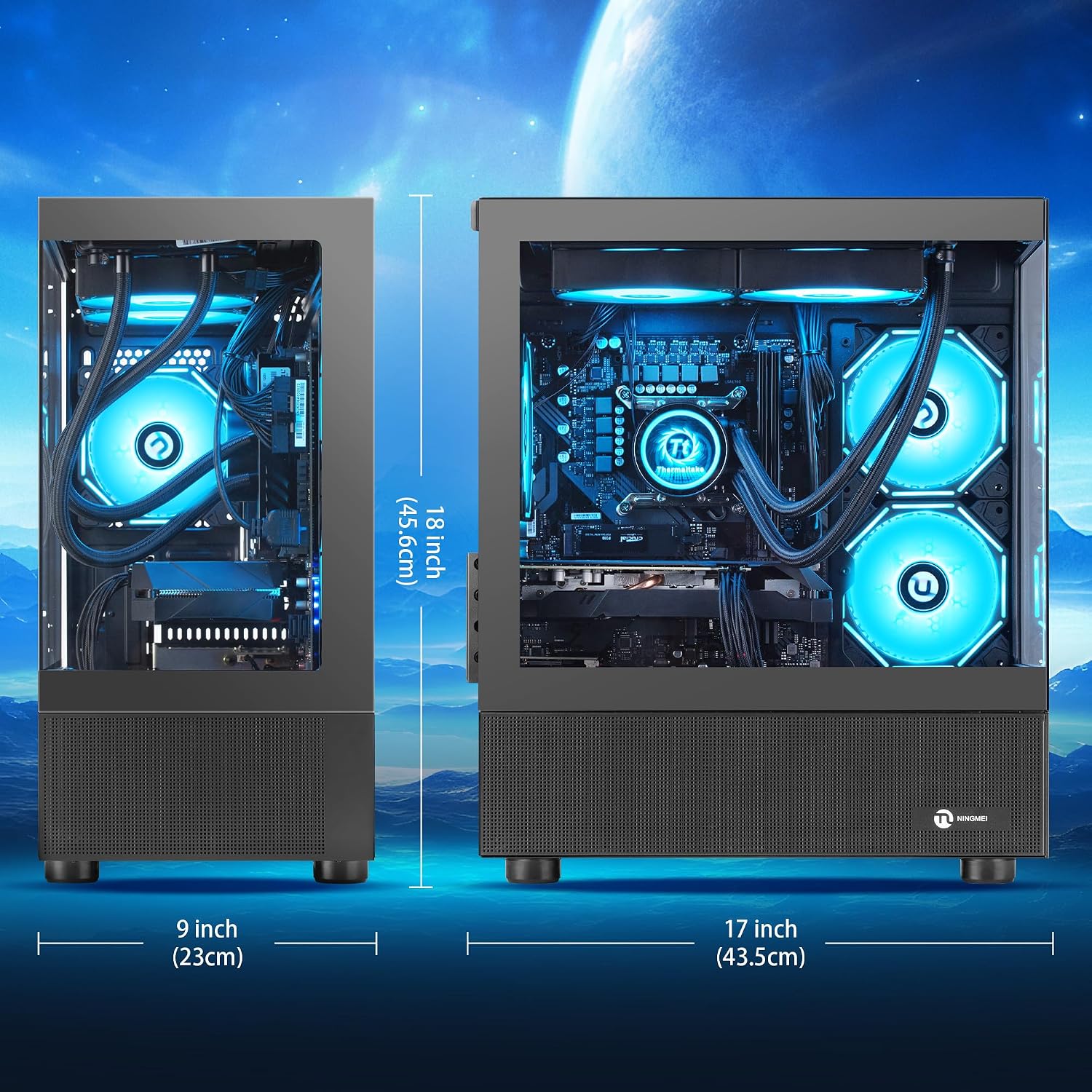 NINGMEI Supreme Master Gaming PC Desktop,AMD Ryzen 7 5700X 8 core 3.4GHz(up to 4.6GHz),GeForce RTX 5060 8GB,16GB DDR4 RAM 3200MHz,1TB NVME SSD,600W PSU,Windows 11 Home 64-bit,Black
