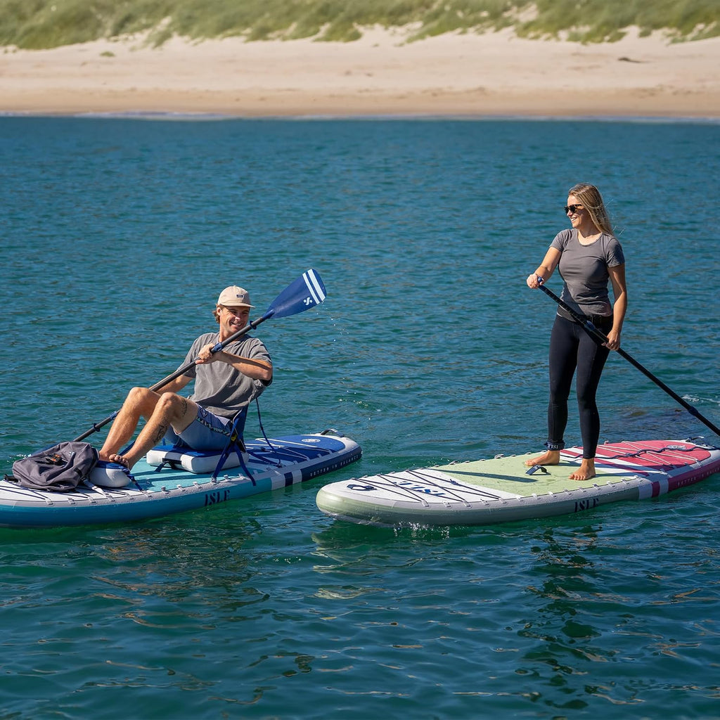 ISLE Pioneer Inflatable Stand Up Paddle Board, Incl. Coil Leash, Touring Fin, Travel Backpack, Hand Pump, Paddle - Beginner Friendly SUP - max. 285 lbs - 10'6'' Inflatable Paddle Boards for Adults