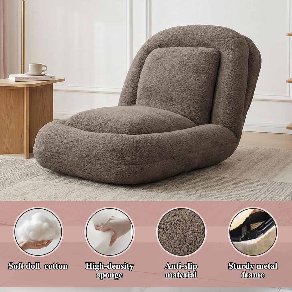 Human Dog Bed, Lazy Sofa Couch, Plush Floor Gaming Chair,5 Adjustable Position, sit, Sleep, fold, Suit to Put in Bedroom, Living Room,Space Saving Design, Taupe
