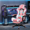 XOOFMASS Gaming Chair with Speakers, Video Game Chair with RGB Light Ergonomic Massage Office Chair, PU Leather Recliner Computer Chair, E-Sports Chair with Headrest Armrest Lumbar Support,Pink
