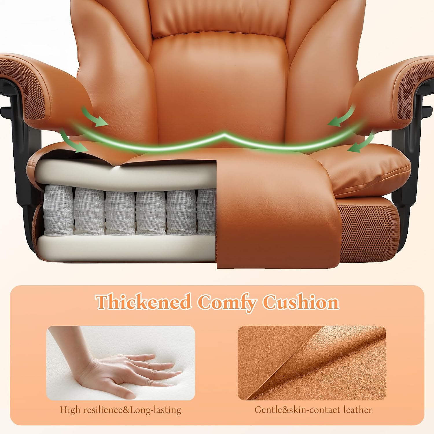 DurayLoly Office Chair with High Back,Big and Tall Executive Leather Office Chair with Foot Rest & Arms,Wide Reclining Desk Chair Ergonomic with Lumbar Support for Home Office,Brown