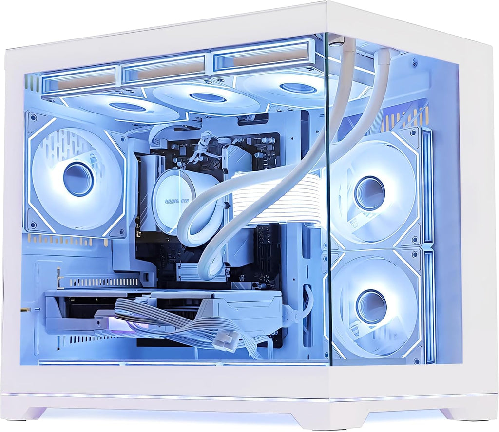 Superview Prebuilt Gaming PC Desktop Computer, AMD Ryzen 7 9800X3D 6-Core 3.9GHz, Radeon RX 9060 XT 16GB,16GB DDR5 RAM,1TB PCIe SSD, 850W PSU,Liquid Cooler,Win 11, RGB Fusion 2.0, White