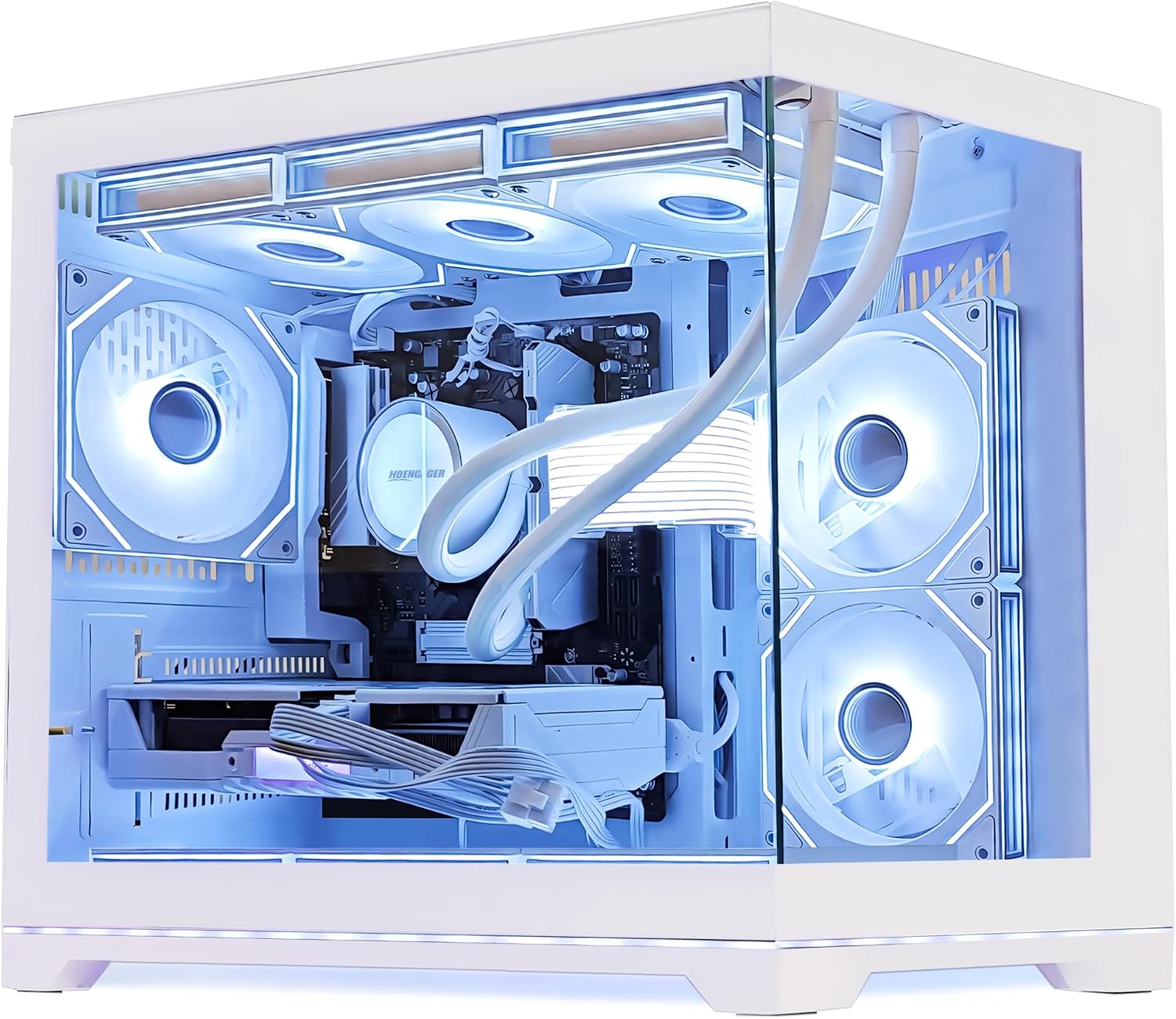 Superview Prebuilt Gaming PC Desktop Computer, AMD Ryzen 7 9800X3D 6-Core 3.9GHz, Radeon RX 9060 XT 16GB,16GB DDR5 RAM,1TB PCIe SSD, 850W PSU,Liquid Cooler,Win 11, RGB Fusion 2.0, White