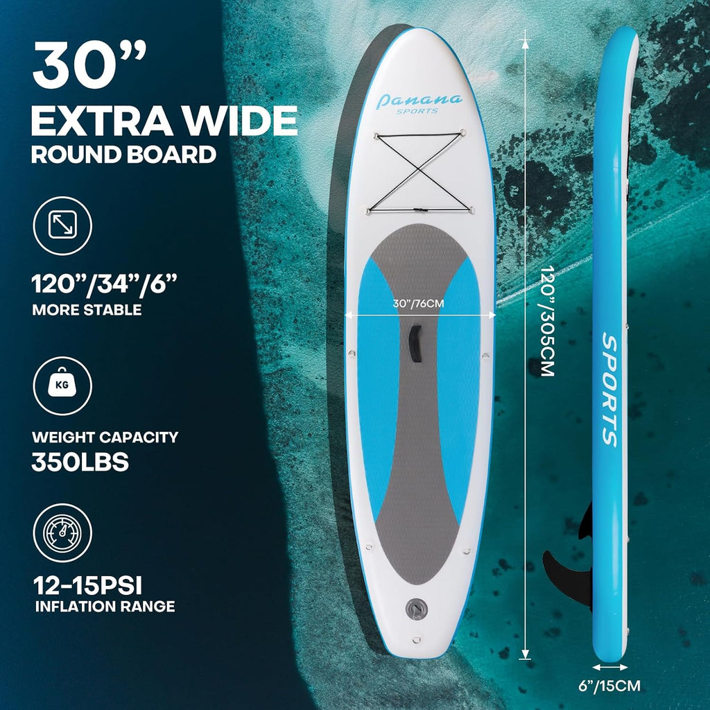 Panana Inflatable Stand Up Paddle Board, 10' SUP Paddleboard Kayak, Blow Up Paddle Boards for Adults Youth with Accessories Kit Anti-Slip EVA Deck