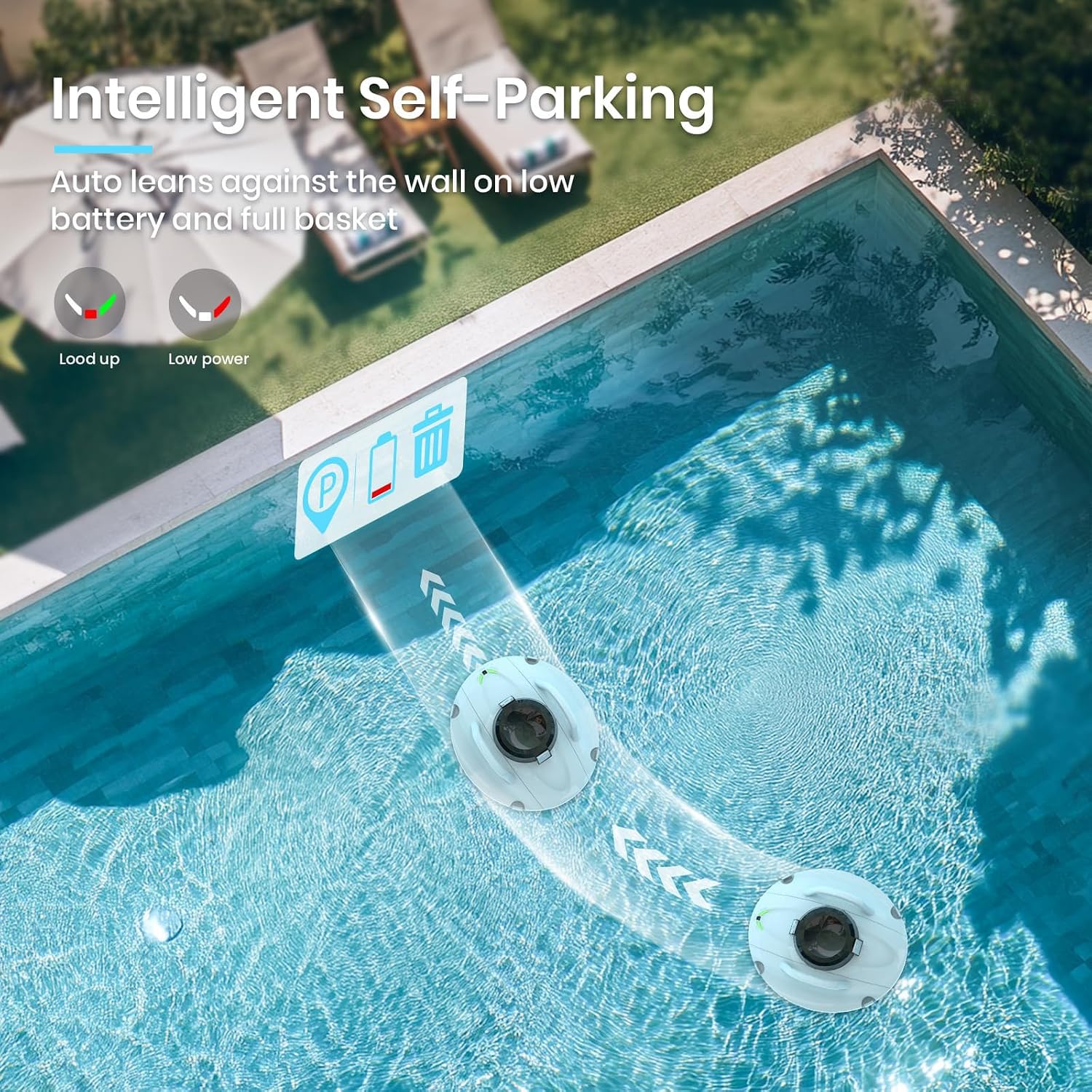 Cordless Robotic Pool Cleaner, Smart Home Pool Cleaning Robot, Self-Parking Above Ground Pool Vacuum, For In Ground Pools Up To 800 Sq.Ft