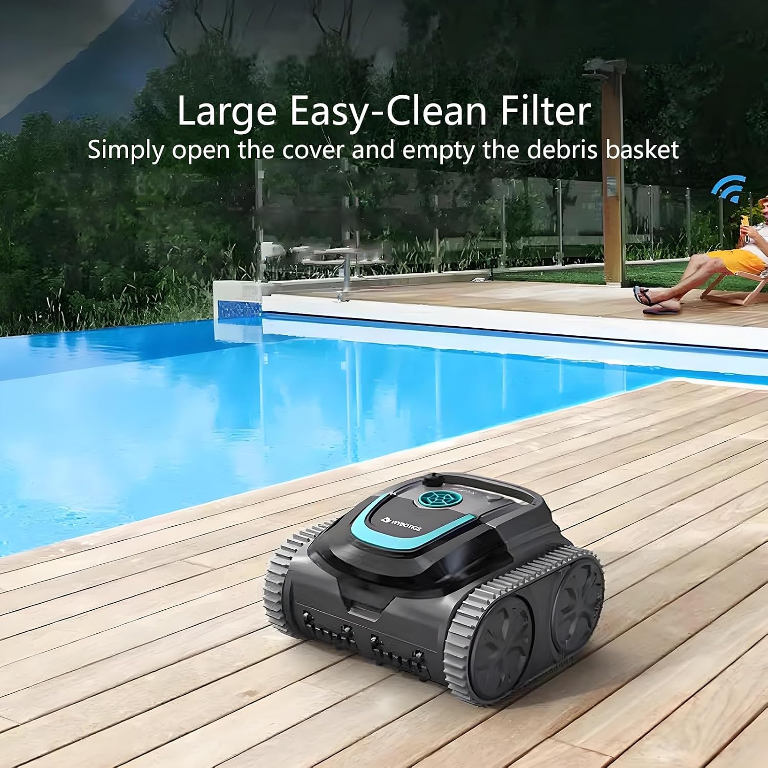 Pool Vacuum Robot with Wall Climbing, Lightweight Cordless Robotic Pool Cleaner, Pool Robot Vacuum for Inground Pools, Smart Auto Clean