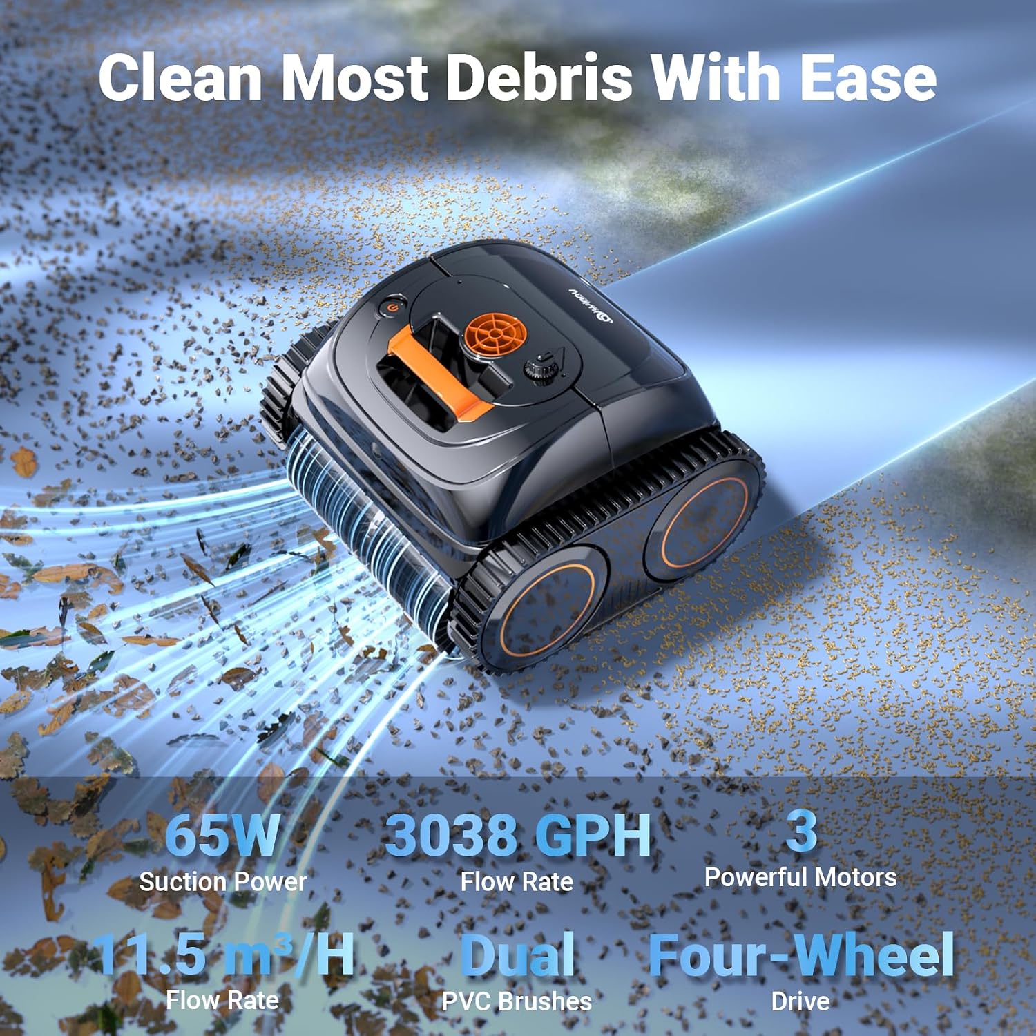 Pool Vacuum for Inground Pools, 4-in-1 Cordless Robotic Pool Cleaner for Above Ground Pools,Triple-Motors,Wall & Waterline Cleaning, App Support, OTA Upgrade up to 1,614 Sq.ft