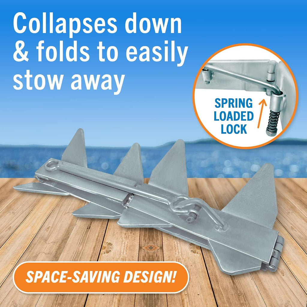 Better Boat Box Anchor for Boats, Folding Boat Anchor Hot Dip Galvanized, Double Sided Slide Anchor for Pontoon Fishing and Cabin Cruiser, Multiple Sizes