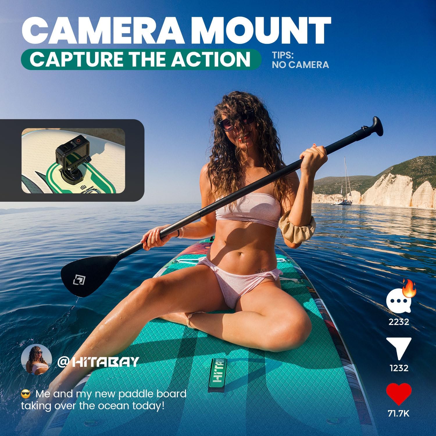 Inflatable Stand Up Paddle Board 10'6' All-Around SUP Kit - Lightweight (16 lbs), Stable & Durable, Camera Mount & Complete Accessories - SUP Board for Beginners & All Skill Levels