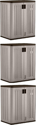 Suncast 3 Pack 9 Cu. Ft. Base Storage Cabinet, Resin Garage Organizer, Platinum Metallic/Slate