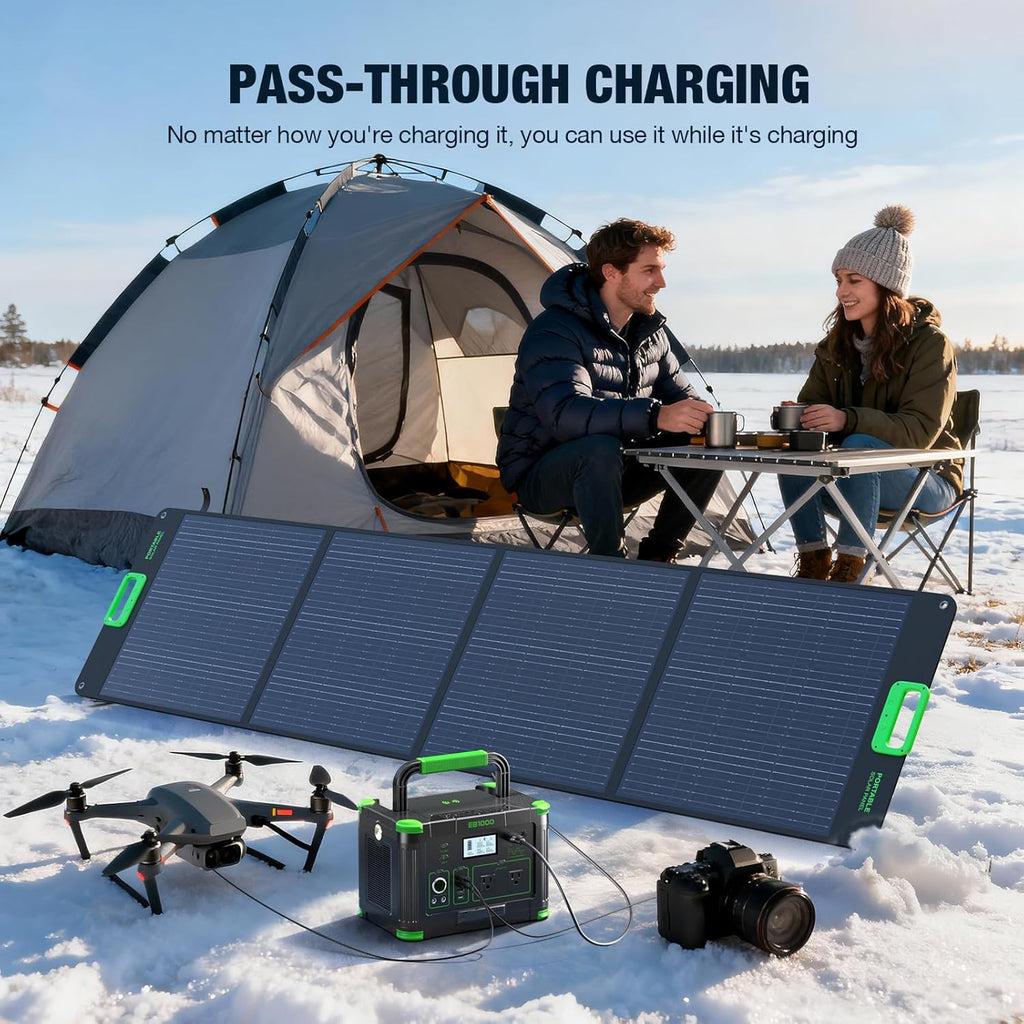 1000W Solar Generator 999Wh, Portable Power Station with 60W USB-C PD Output, 110V Pure Sine Wave AC Outlet Backup Lithium Battery for Outdoors Camping Travel Hunting Home (Peak 2000W)