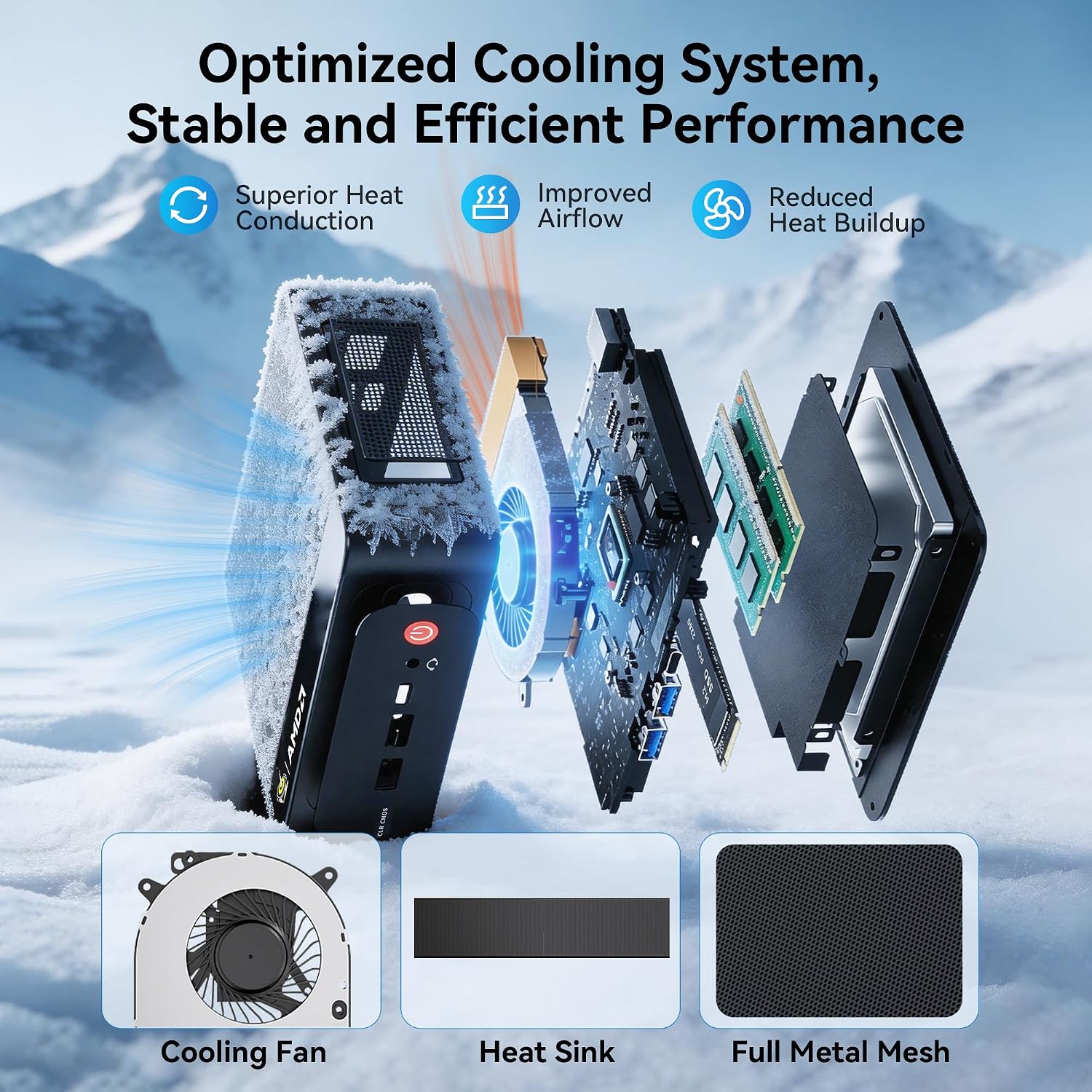 Beelink SER5 Pro Mini PC, Ryzen 5 5625U (6C/12T, Up to 4.3GHz), 16GB DDR4 RAM, 500GB NVMe SSD, Radeon Graphics 7 CUs, Triple Display 4K@60Hz via HDMI/DP/Type-C, WiFi 6/BT 5.4, Compact Office Desktop