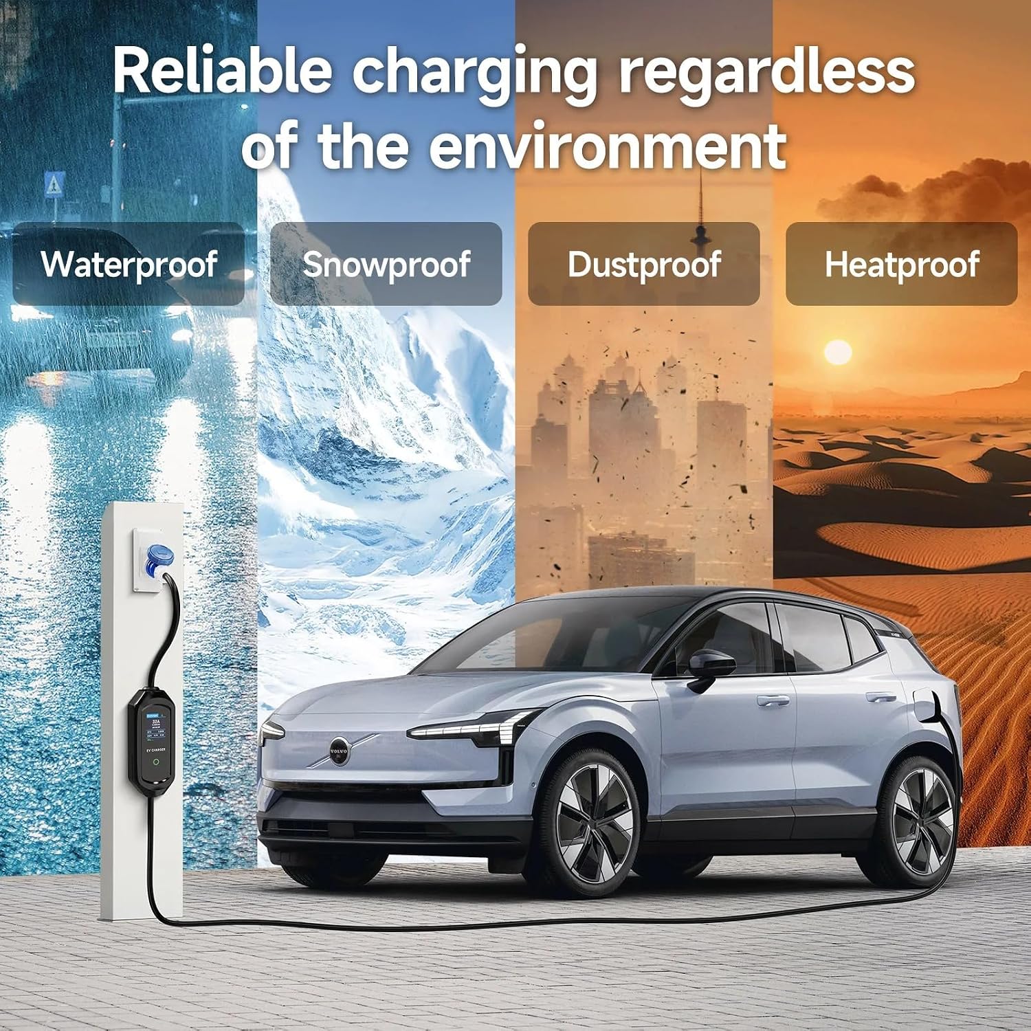 7.2kW Type 2 Charging Cable, 6/8/10/13/16/20/24/32A Adjustable Current, Charging Cable Electric car Type 2, EV Charger with Bag, 6M