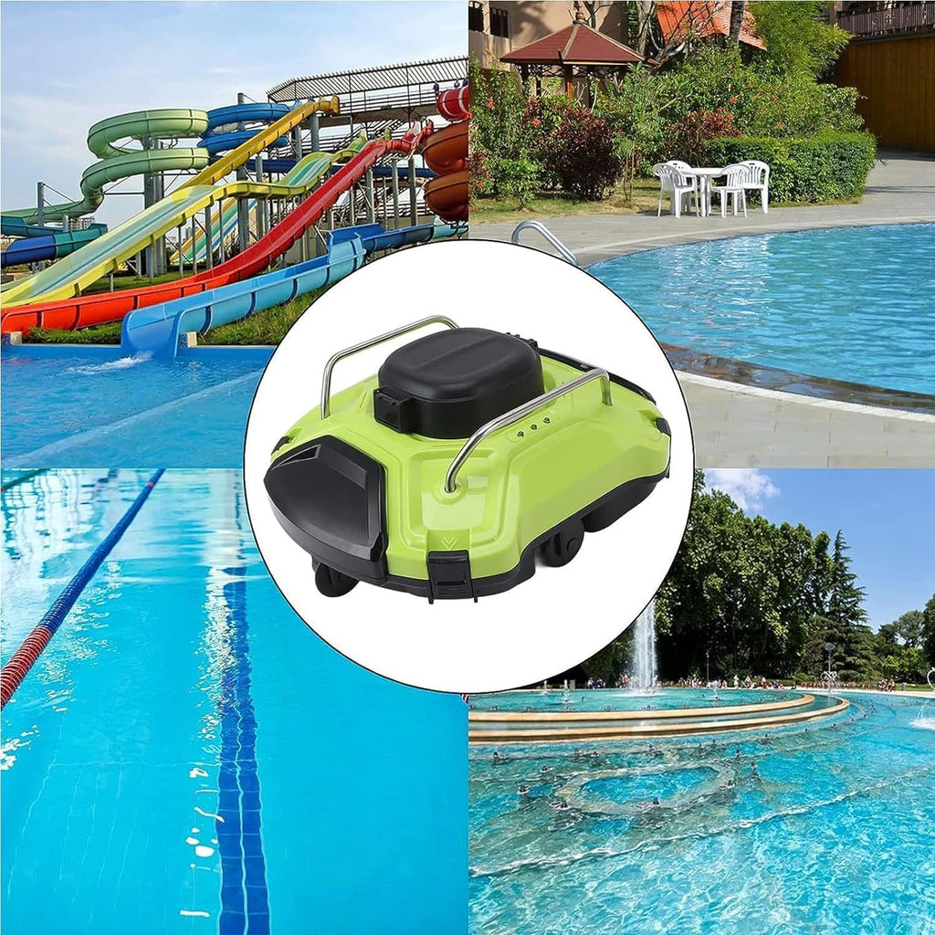 Cordless Robotic Pool Cleaner, Intelligent Cordless Pool Cleaning Robot, Strong Suction Dual Motors, Automatic Pool Vacuum Cleaner, for Above Ground & In-Ground Pools,White