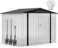 DWVO 7x5ft Metal Outdoor Storage Shed, Waterproof Tool Shed Heavy-Duty Storage Unit with Lockable Door and Vents, Ideal for Bicycles, Tools, Lawnmowers, Backyards, Patios, Lawns - White