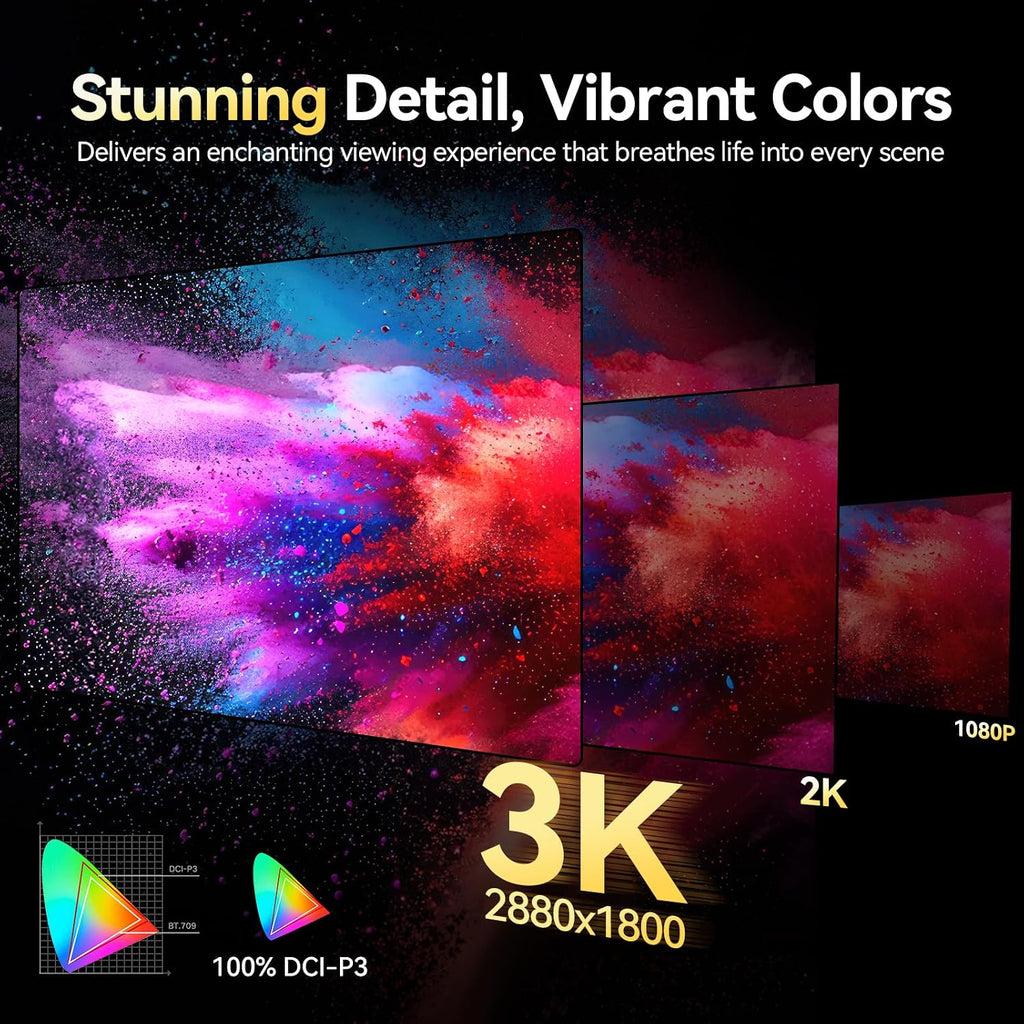 UPERFECT OLED Portable Monitor 16', 3K 2880x1800 | 120Hz | 0.1ms Portable Gaming Monitor, 500 Nits |100% DCI-P3 | 100000:1 Contrast | Ultra-Slim Design for Laptop Mini PC Phone Game Consoles Ucolor O2