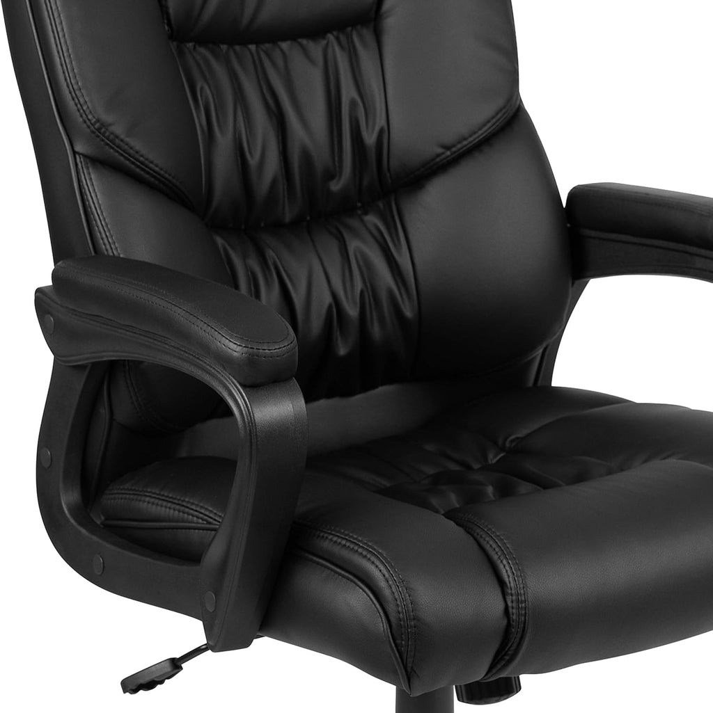 Flash Furniture Fundamentals Big & Tall Swivel LeatherSoft Office and Gaming Chair, Ergonomic Office Chair with Padded Armrests and Adjustable Height, Black