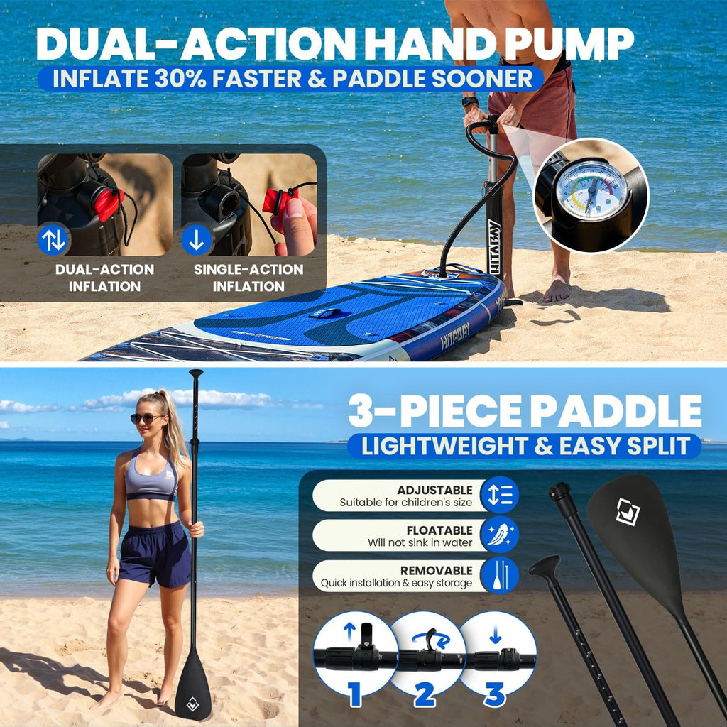 Inflatable Stand Up Paddle Board 10'6' All-Around SUP Kit - Lightweight (16 lbs), Stable & Durable, Camera Mount & Complete Accessories - SUP Board for Beginners & All Skill Levels