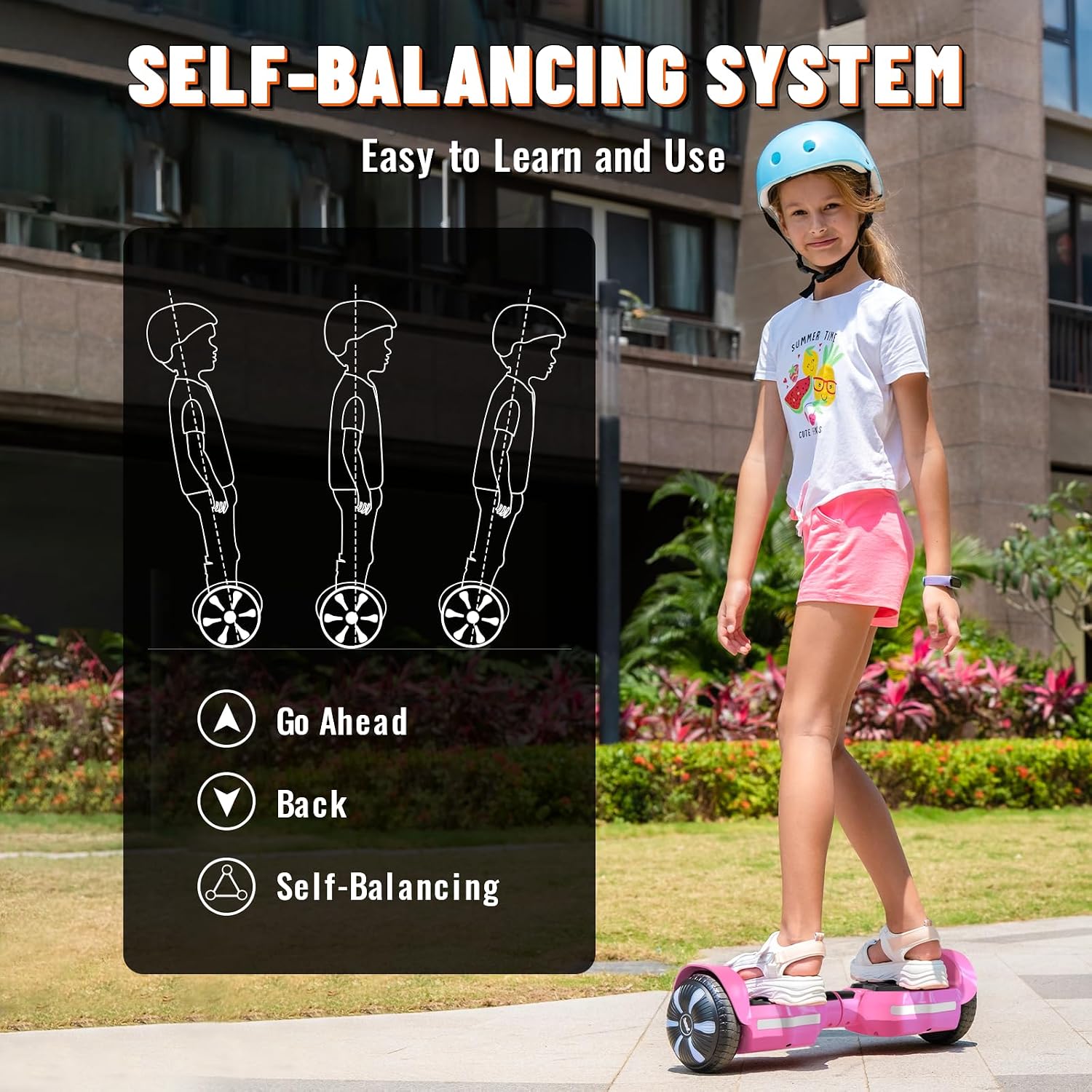 SIMATE Scooter, Bluetooth Speakers and LED Light-Up Wheels, APP Control, Dual 250W Motors, 8.5 mph Max Speed & 8.5 Miles Max Range, Gifts for Kids Adults Girls Boys
