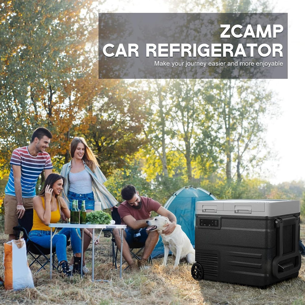 UD65 12V Car Refrigerator,Dual Zone Car Fridge with Wheels,60QT(56.7L) Electric Cooler Portable Freezer,12 Volt Refrigerator -4℉~68℉,12/24V DC 100-240V AC for Camping, Travel, Truck, RV