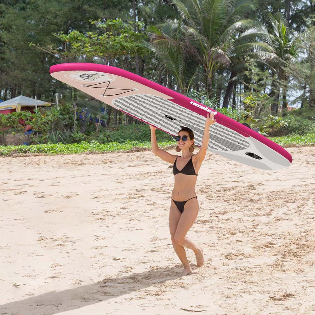 Inflatable Stand Up Paddle Board Non-Slip Deck, 11'×33'×6' Complete SUP Accessories for All Skill Levels, Wide Seat & Safety Leash, 3 Fins, Adjustable Paddle, Pump & Carrying Backpack