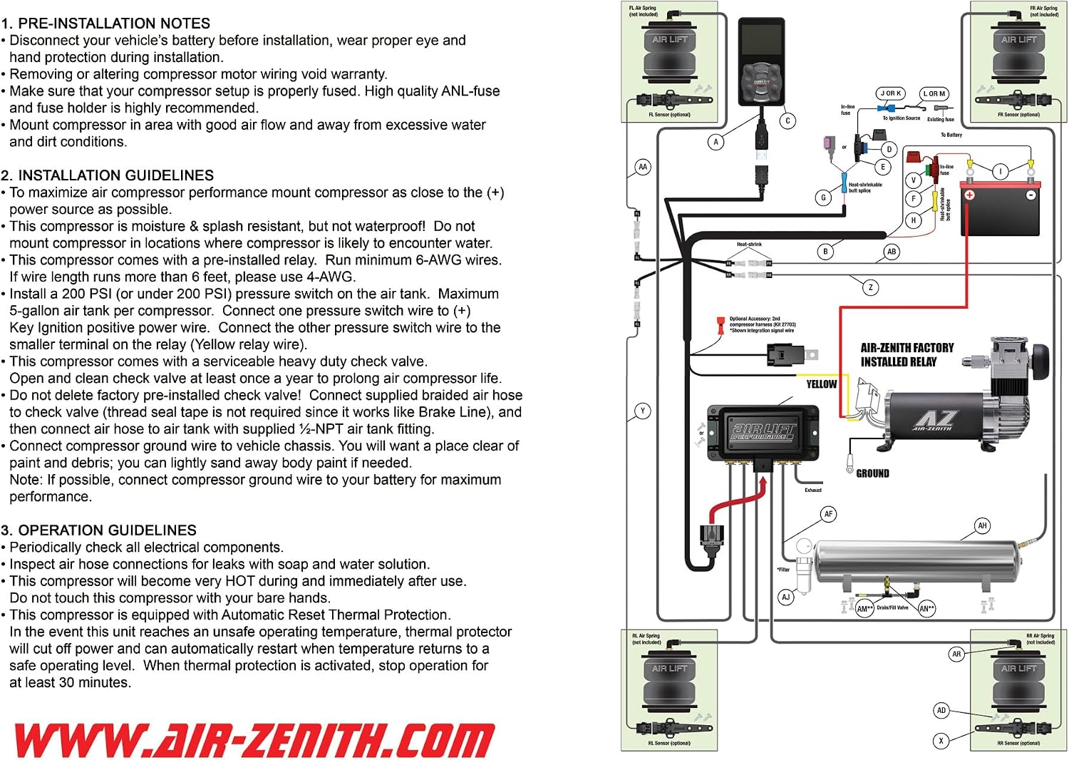 Black & Silver 200 PSI Air Zenith OB3 Air Compressor | 4.5 CFM | 12-Volt | 100% Duty Cycle