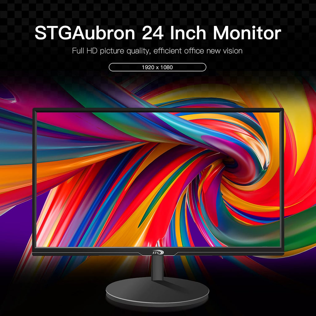 STGAubron Gaming PC Bundle with 24Inch FHD LED Monitor-Radeon RX 550 4G, Intel Core I5 up to 3.7G, 16G RAM, 512G SSD, RGB Fan x 2, Windows 11 Home