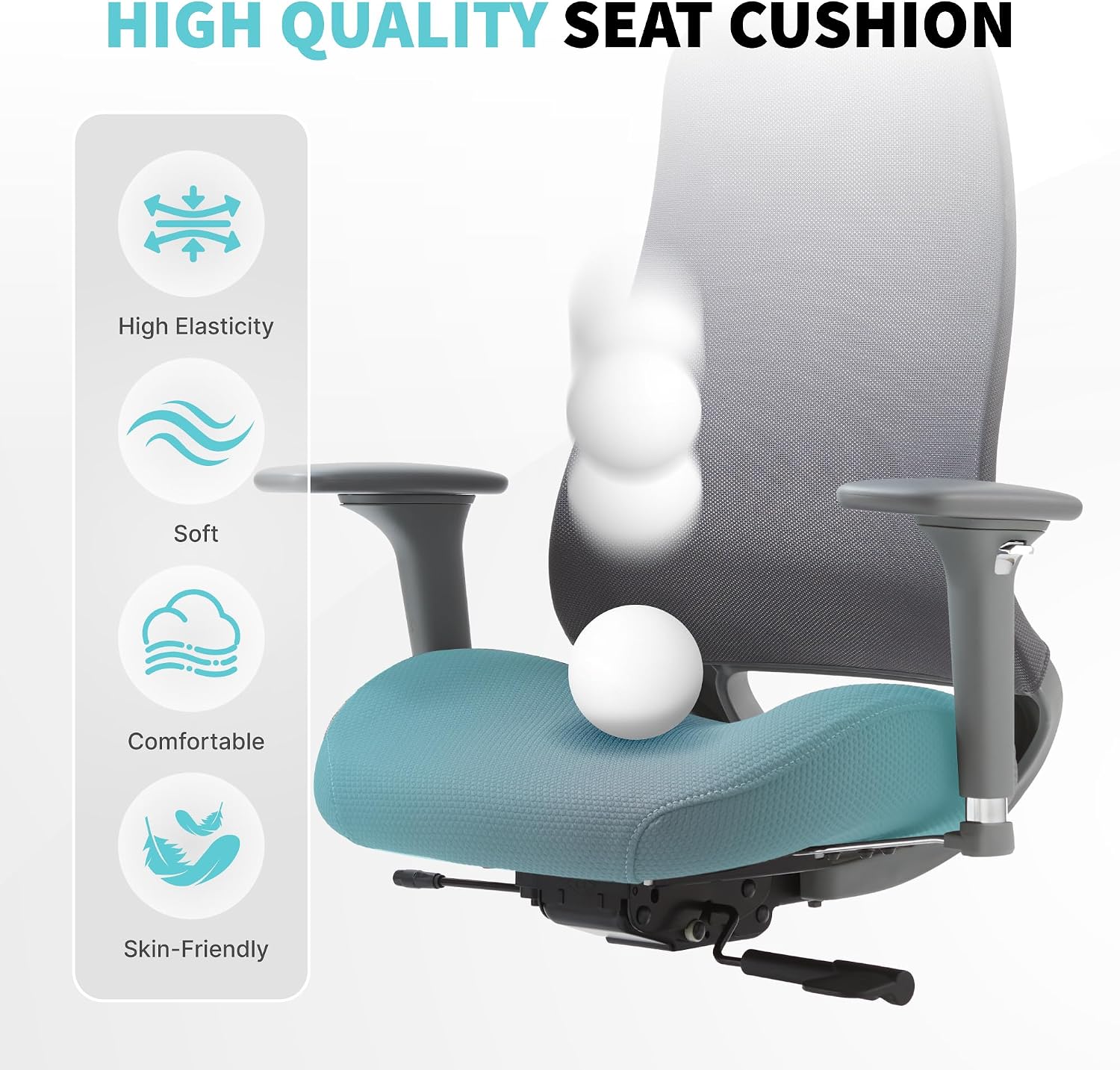 Ergonomic Mesh Office Chair with S-Shaped Backrest, 4D Adjustable Armrests, Sliding Seat Depth, Fixed Headrest, Dual-Layer Mesh, 130° Recline, SGS Class 3 Gas Lift, 300 lbs Capacity