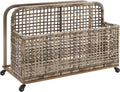 Crosley Furniture Ridley Wicker Outdoor Storage Pool Caddy for Floats, Patio Furniture Cushions, Distressed Gray/Brown