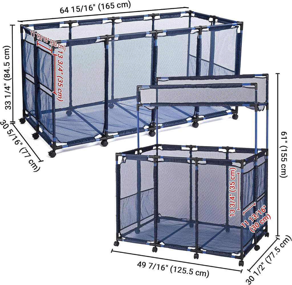 Yescom 2 Pack Pool Float Storage Bin Basket for Toy Raft Noodles Outdoor Metal Frame Mesh Net Rolling Organizer Cart Blue