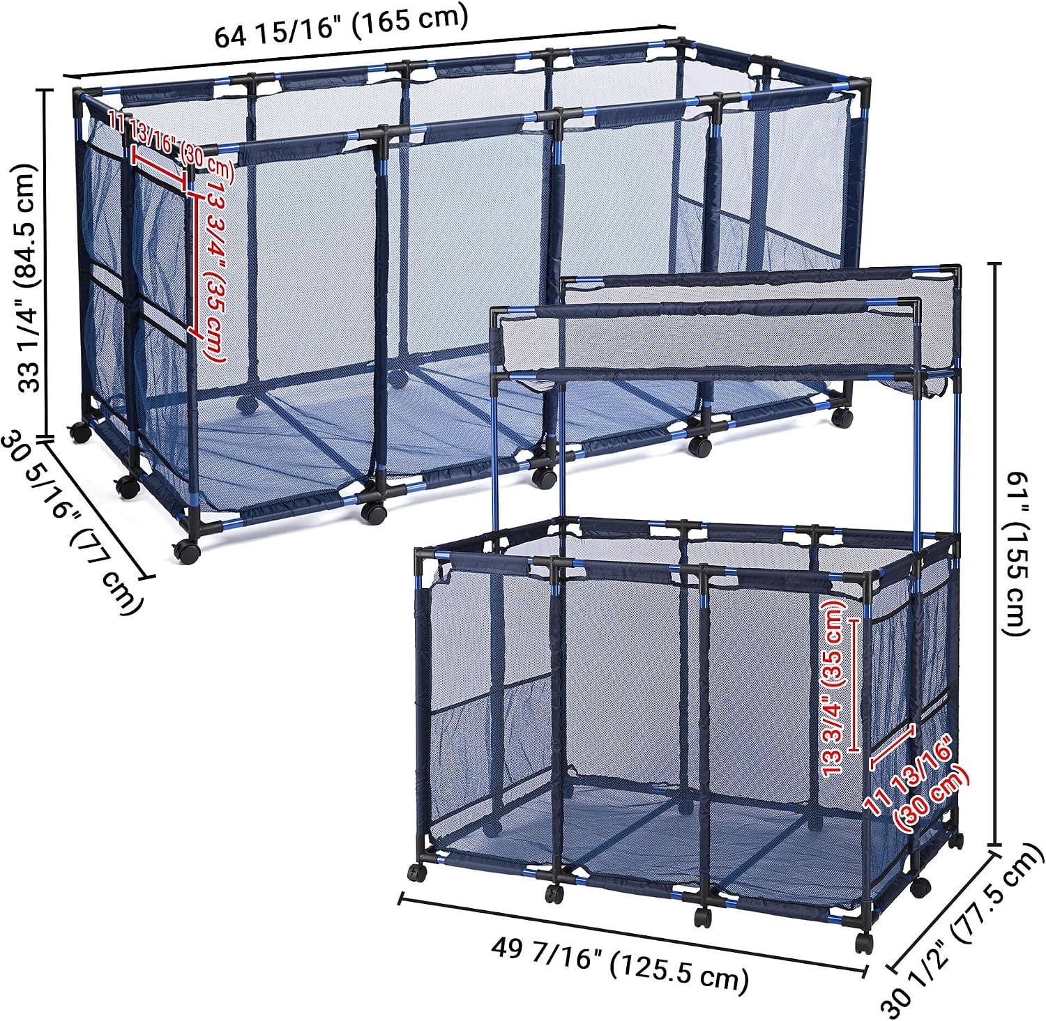 Yescom 2 Pack Pool Float Storage Bin Basket for Toy Raft Noodles Outdoor Metal Frame Mesh Net Rolling Organizer Cart Blue