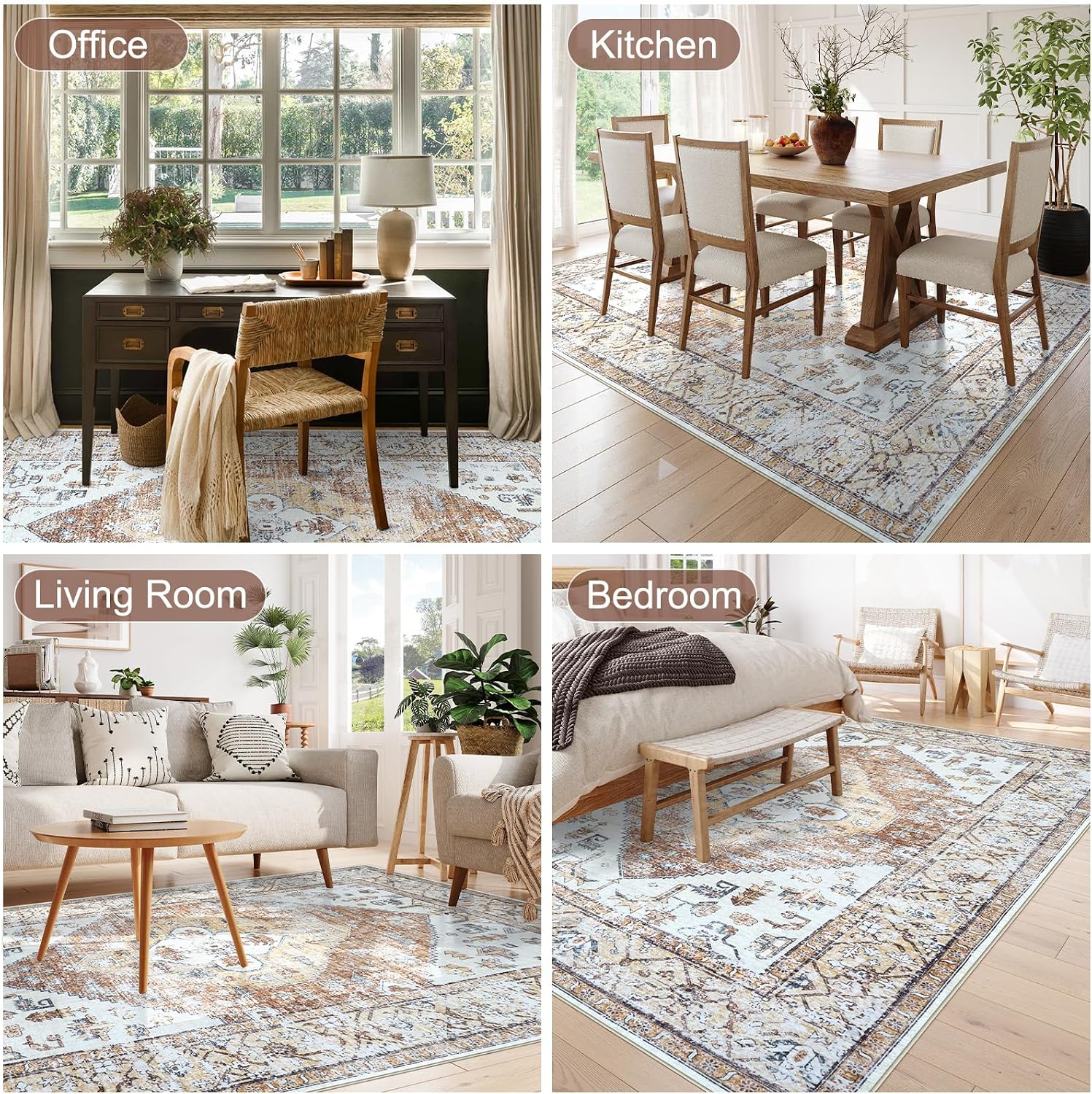 Anidaroel Home Office Chair Mat for Hardwood Floor, 8x10 Under Desk Rug for Rolling Chair, Desk Mat for Chair, Gaming Chair Mat, Anti-Slip Backing Large Floor Protector Rug for Home Office