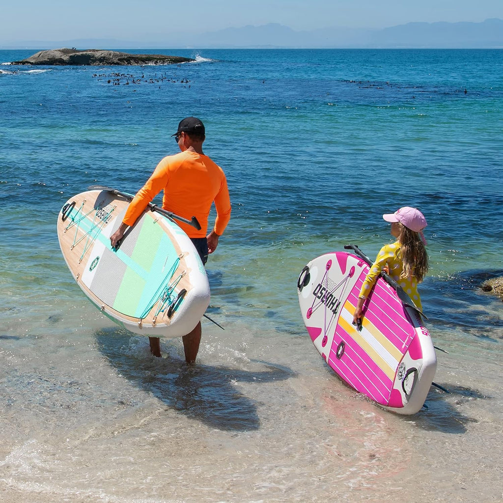 THURSO SURF Prodigy Junior Kids Inflatable SUP Stand Up Paddle Board 7'6 x 30'' x 4'' Two Layer Includes Adjustable Carbon Shaft Paddle/3 Fins/Leash/Duffle Bag/NO Pump Included